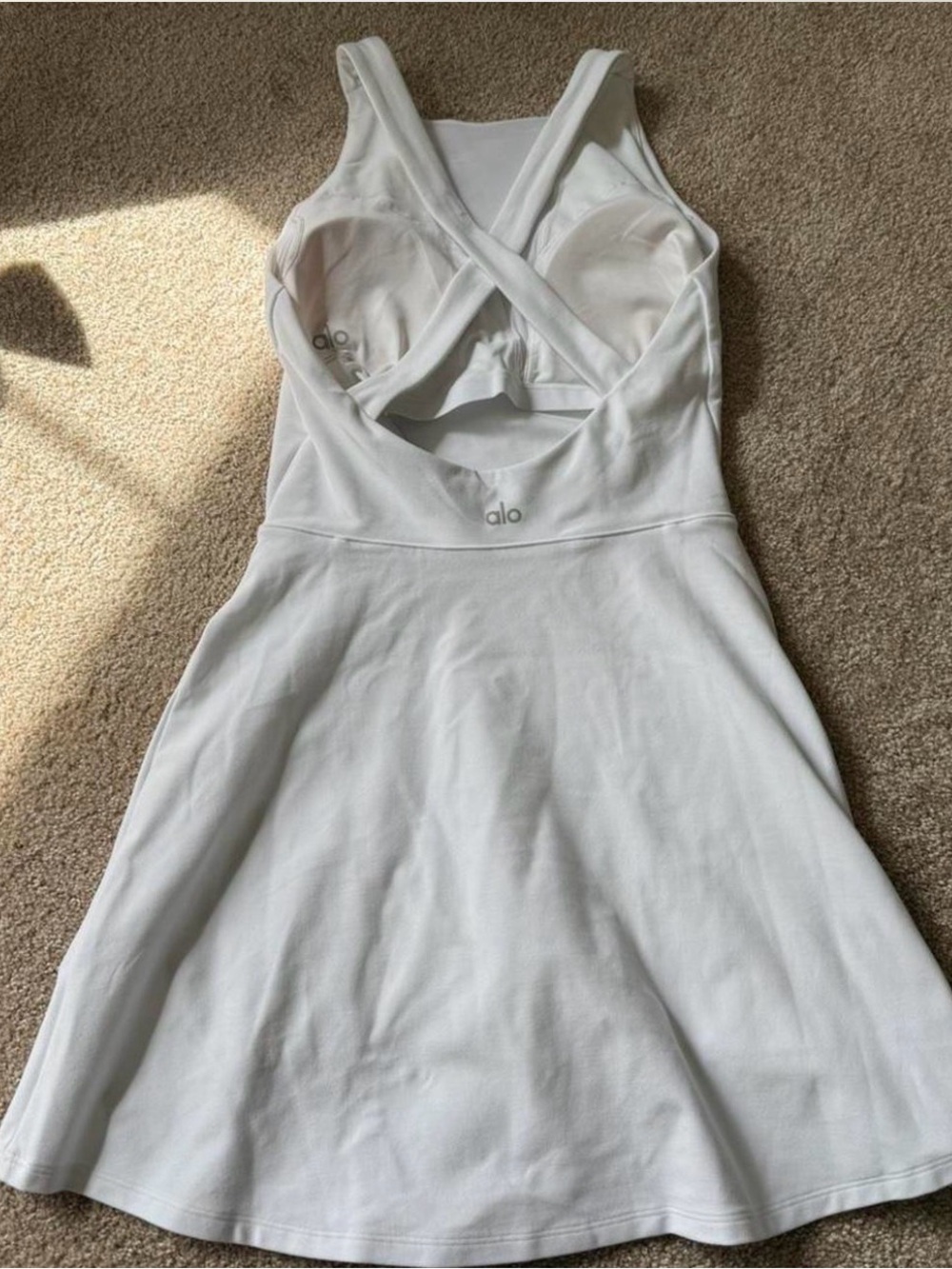 ALO Yoga White Cross-Back Athletic Dress
